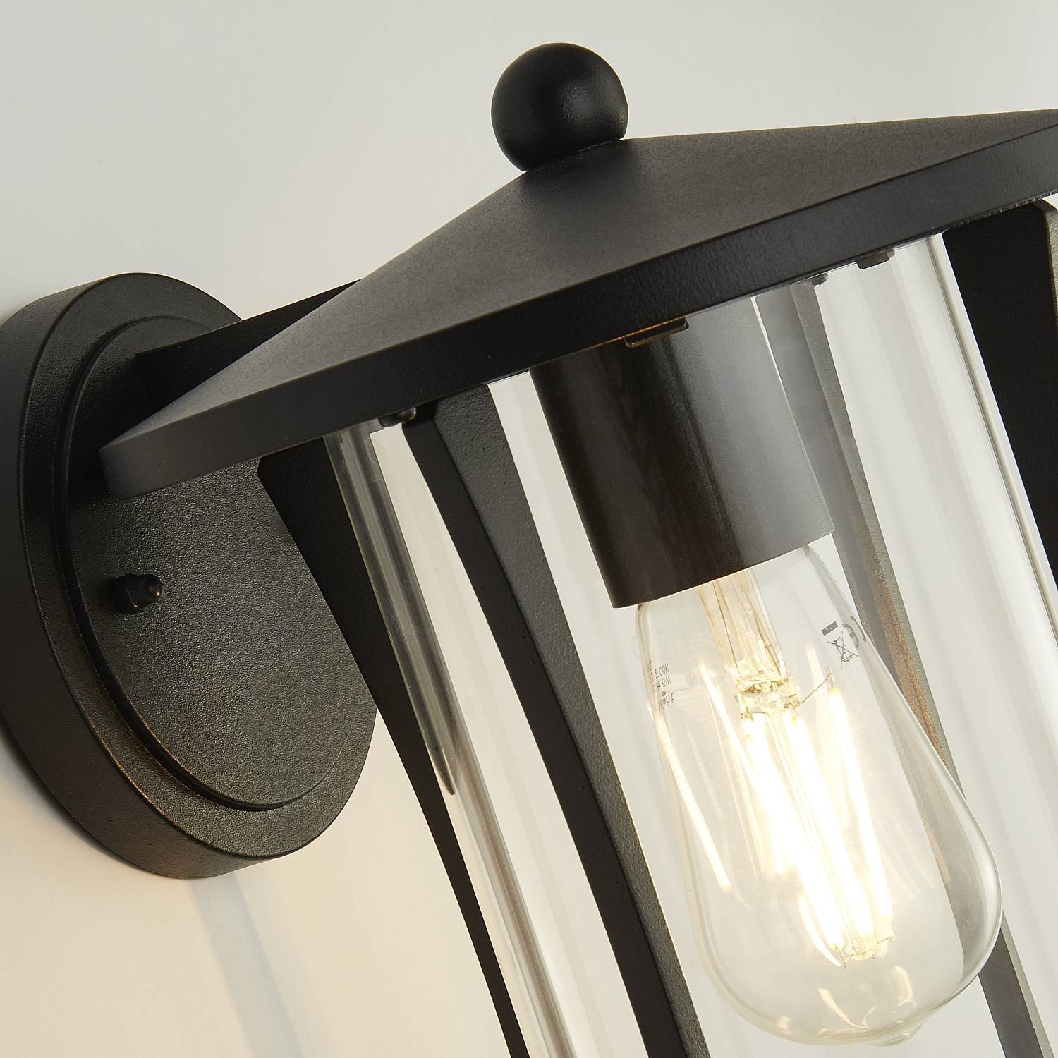 Applique Rustico-Country Pagoda Alluminio Nero Vetro Trasparente 1 Luce E27 8477BK