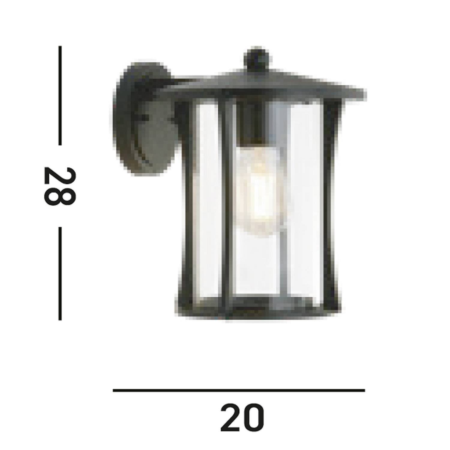 Applique Rustico-Country Pagoda Alluminio Nero Vetro Trasparente 1 Luce E27 8477BK