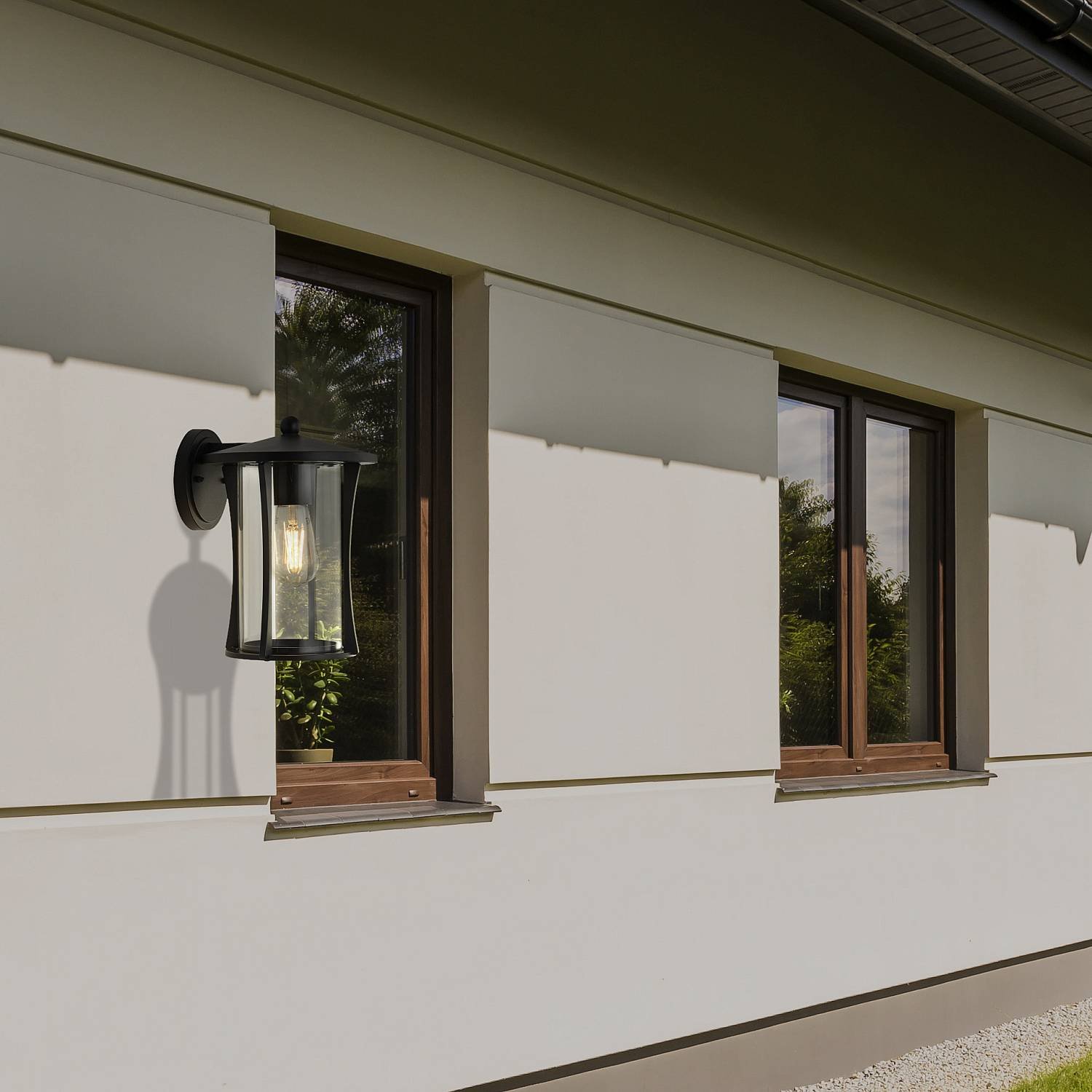 Applique Rustico-Country Pagoda Alluminio Nero Vetro Trasparente 1 Luce E27 8477BK