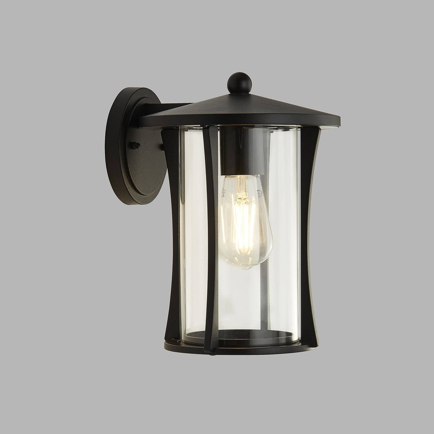 Applique Rustico-Country Pagoda Alluminio Nero Vetro Trasparente 1 Luce E27 8477BK