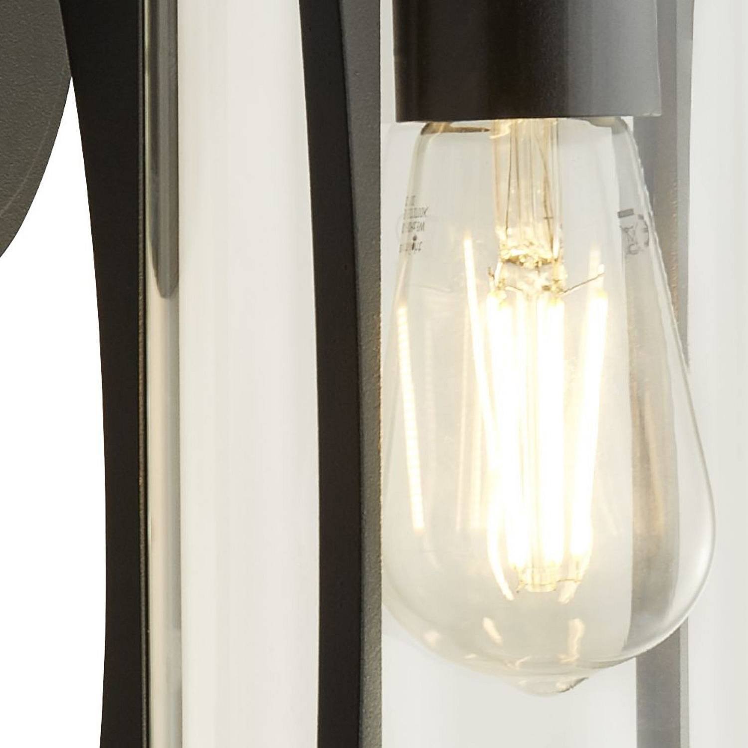 Applique Rustico-Country Pagoda Alluminio Nero Vetro Trasparente 1 Luce E27 8477BK