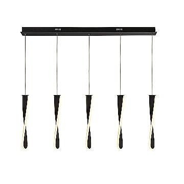 Lampadario Moderno Pagaia Acciaio Cromo Silicone Nero 5 Led 48W