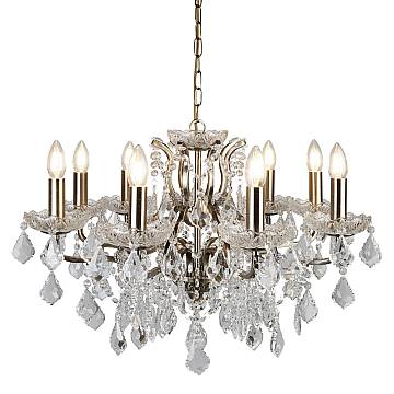 Lampadario Classico Parigi Acciaio Ottone Vetro Trasparente 8 Luci E14