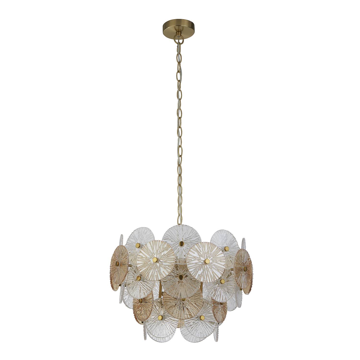 Lampadario Contemporaneo Wagon Acciaio Bronzo Vetro 5 Luci G9 88210-5BZ