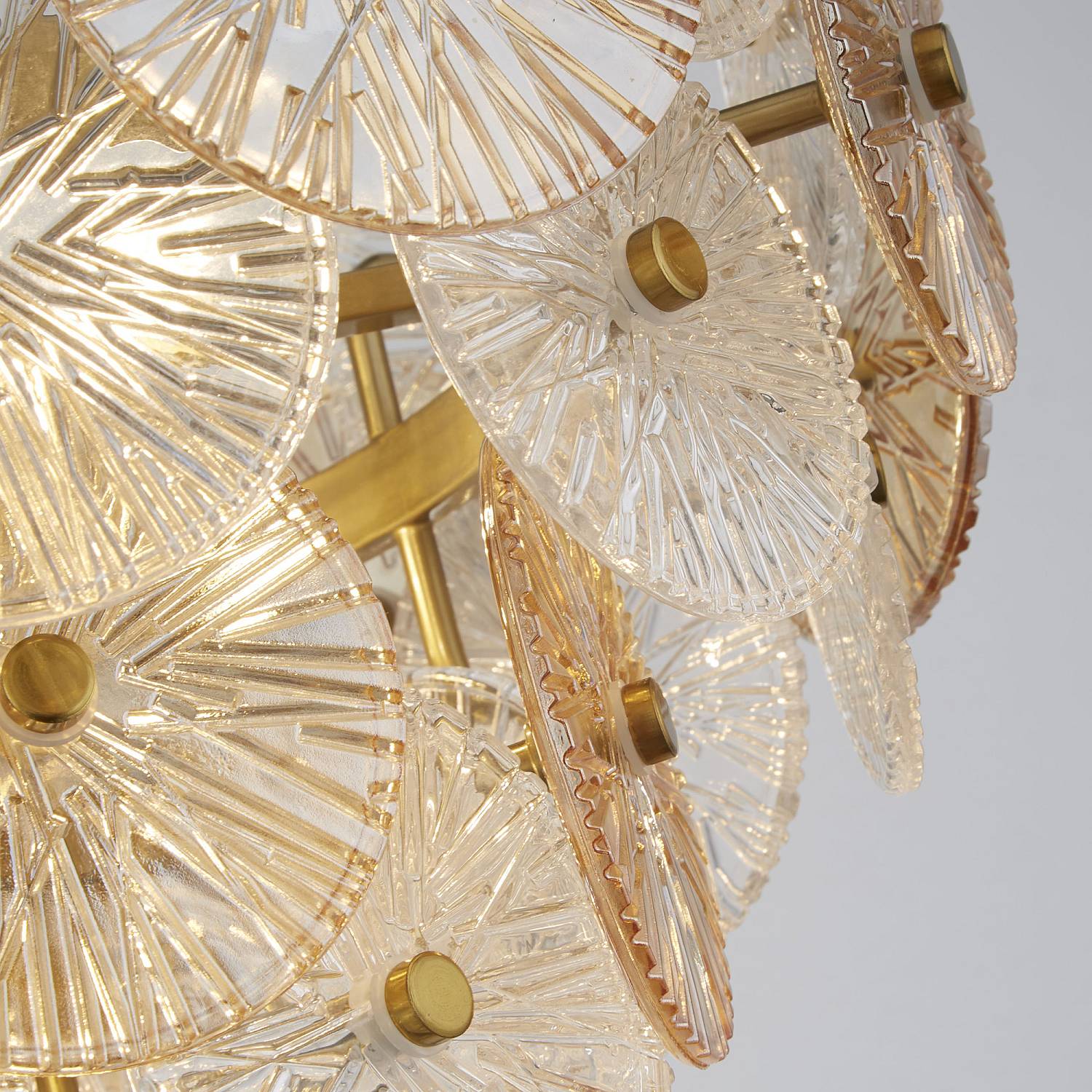 Lampadario Contemporaneo Wagon Acciaio Bronzo Vetro 5 Luci G9 88210-5BZ