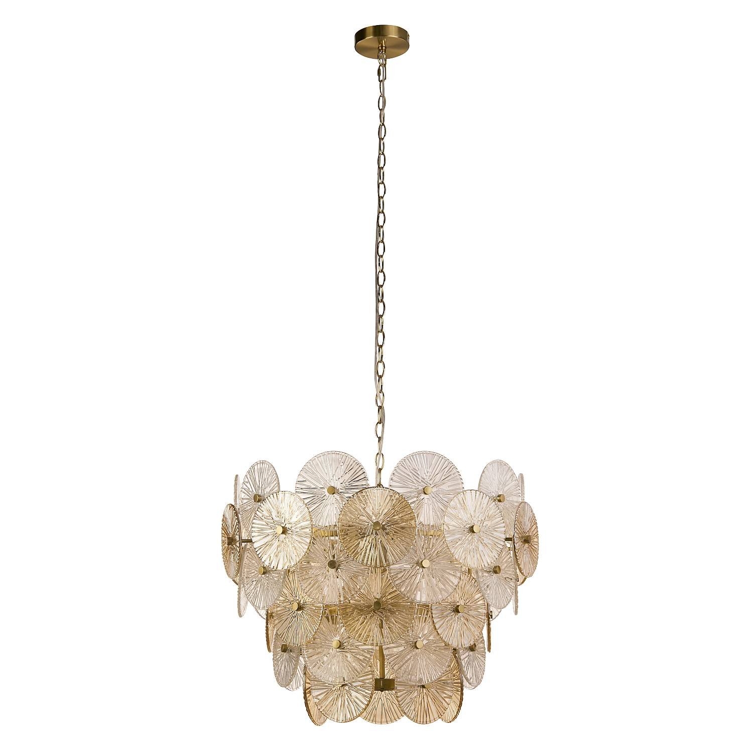 Lampadario Contemporaneo Wagon Wheel Acciaio Bronzo Vetro 9 Luci G9 88210-9BZ