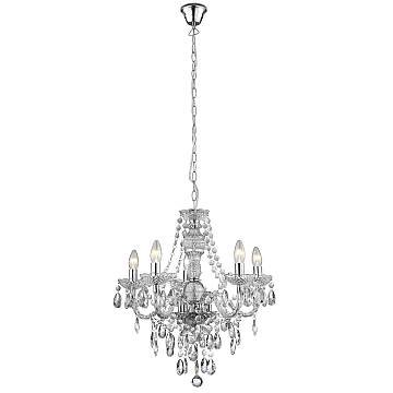 Lampadario Classico Mariateresa Vetro Trasparente Policarbonato Cromo 5 Luci E14 Lampadario Classico Mariateresa Vetro Trasparente Policarbonato Cromo 5 Luci E14