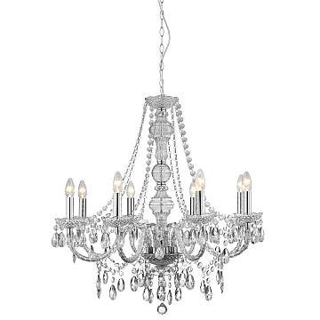 Lampadario Classico Mariateresa Vetro Trasparente Policarbonato Cromo 8 Luci E14 Lampadario Classico Mariateresa Vetro Trasparente Policarbonato Cromo 8 Luci E14
