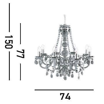 Lampadario Classico Marie Therese Acciaio Cromo Acrilico Trasparente 8 Luci E14