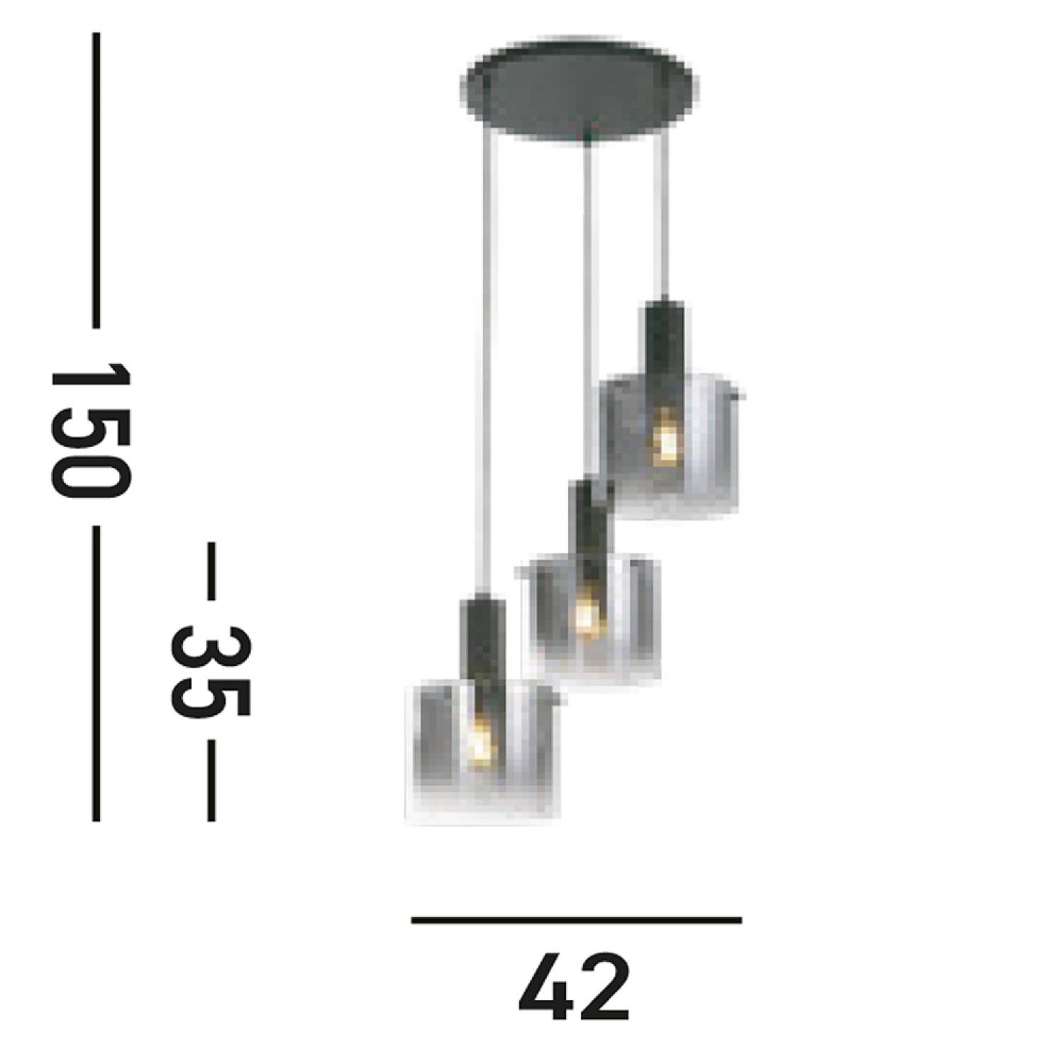 Lampadario Contemporaneo Svezia Acciaio Nero Vetro 3 Luci E27 88910-3BK