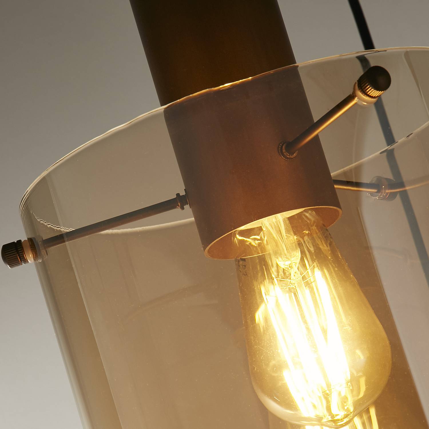 Lampadario Contemporaneo Svezia Acciaio Marrone Vetro 3 Luci E27 88910-3MO