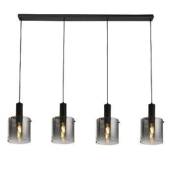 Lampadario Contemporaneo Svezia Acciaio Nero Vetro 4 Luci E27 Lampadario Contemporaneo Svezia Acciaio Nero Vetro 4 Luci E27