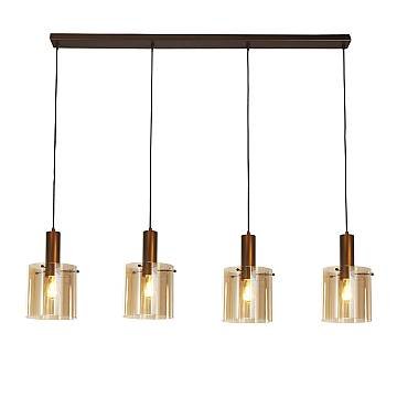 Lampadario Contemporaneo Svezia Acciaio Marrone Vetro 4 Luci E27 Lampadario Contemporaneo Svezia Acciaio Marrone Vetro 4 Luci E27