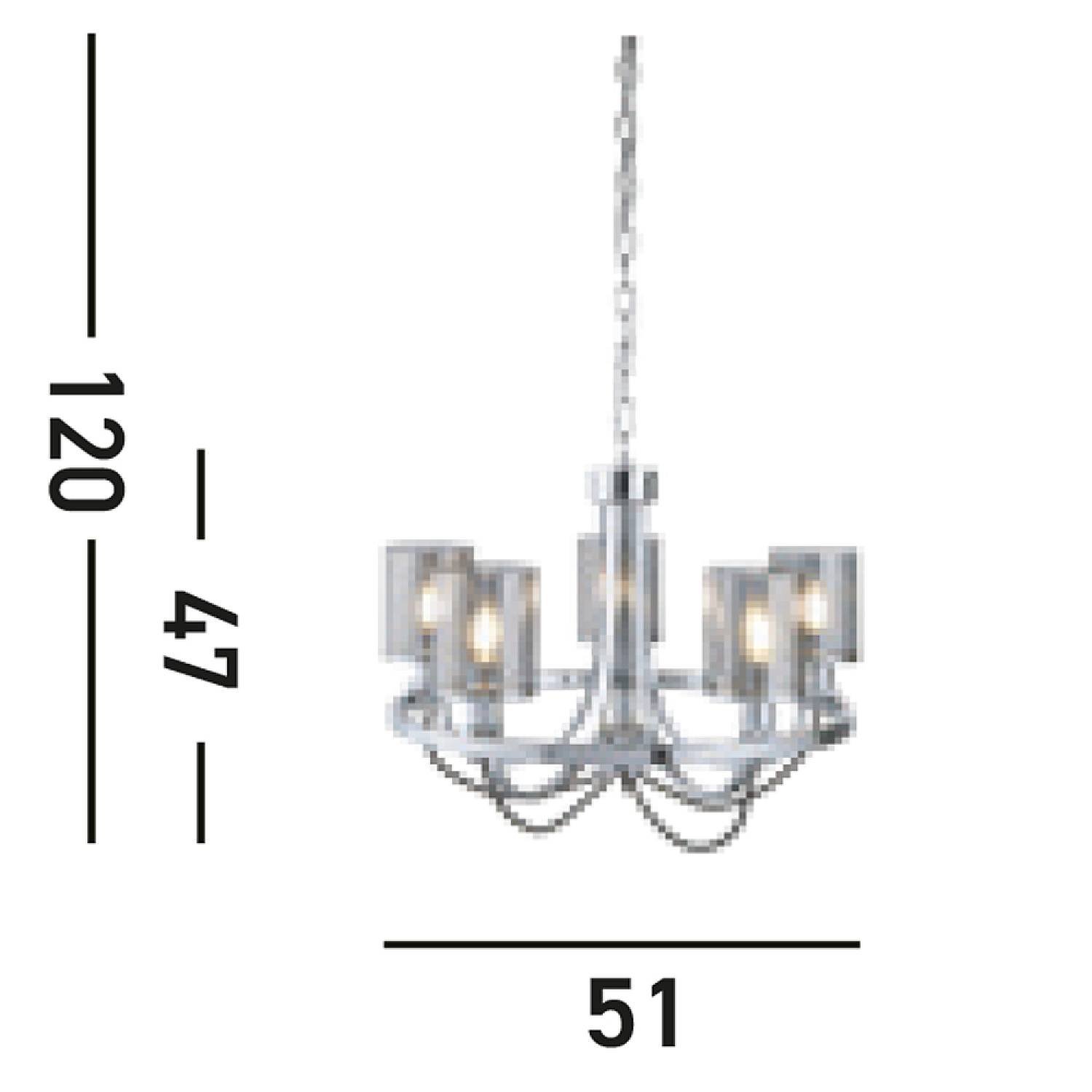 Lampadario Contemporaneo Catalina Acciaio Cromo Vetro Fumè 5 Luci E14 9045-5CC
