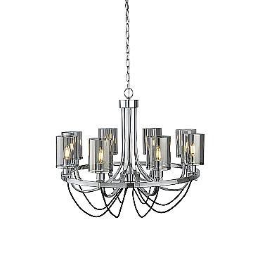 Lampadario Contemporaneo Catalina Acciaio Cromo Vetro Fumè 8 Luci E14