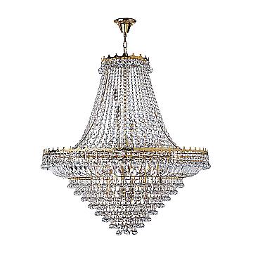 Lampadario Classico Versailles Acciaio Oro Vetro 19 Luci E14