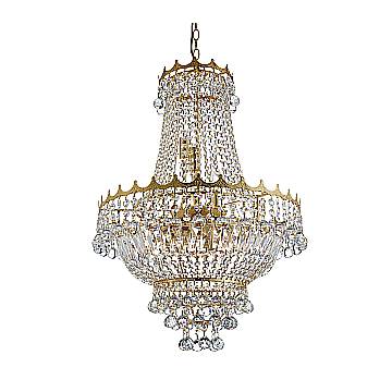 Lampadario Classico Versailles Acciaio Oro Cristallo 9 Luci E14