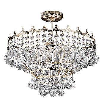 Lampadario Classico Versailles Acciaio Oro Vetro 5 Luci E14