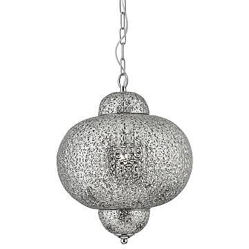 Sospensione Contemporanea Traforo Acciaio Cromo 1 Luce E27 Sospensione Contemporanea Traforo Acciaio Cromo 1 Luce E27
