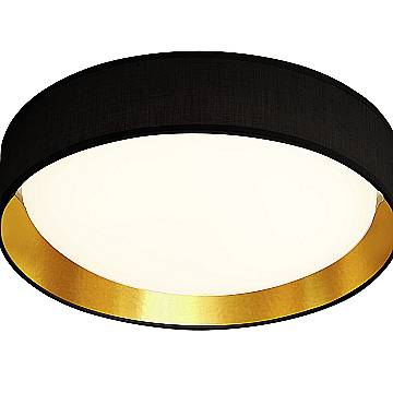 Plafoniera Contemporanea Gianna Acciaio Nero Tessuto Oro Led 25W 3000K