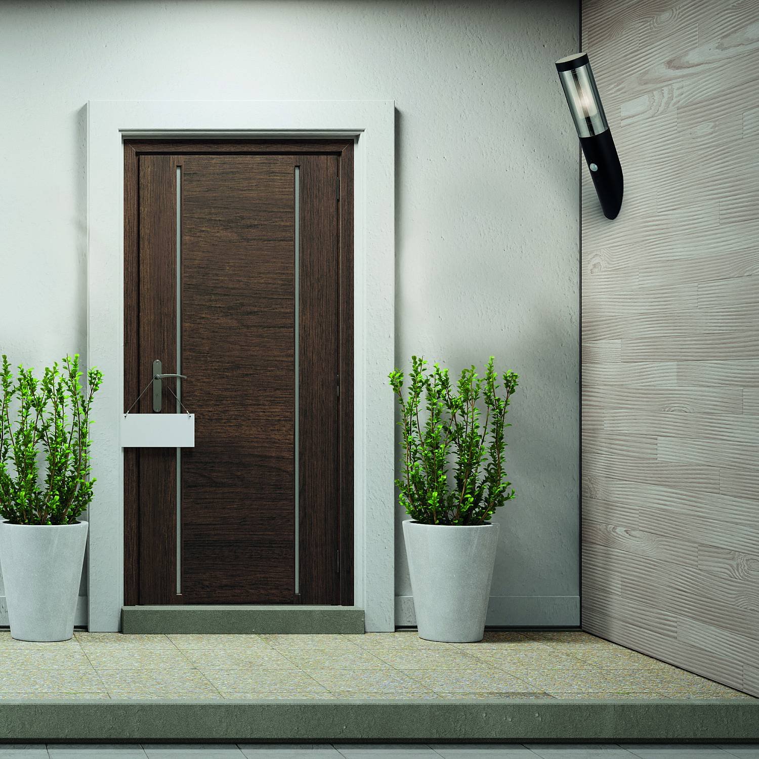 Applique Con Sensore Contemporanea Battone Acciaio Nero Fumè 1 Luce E27 93901BK-PIR