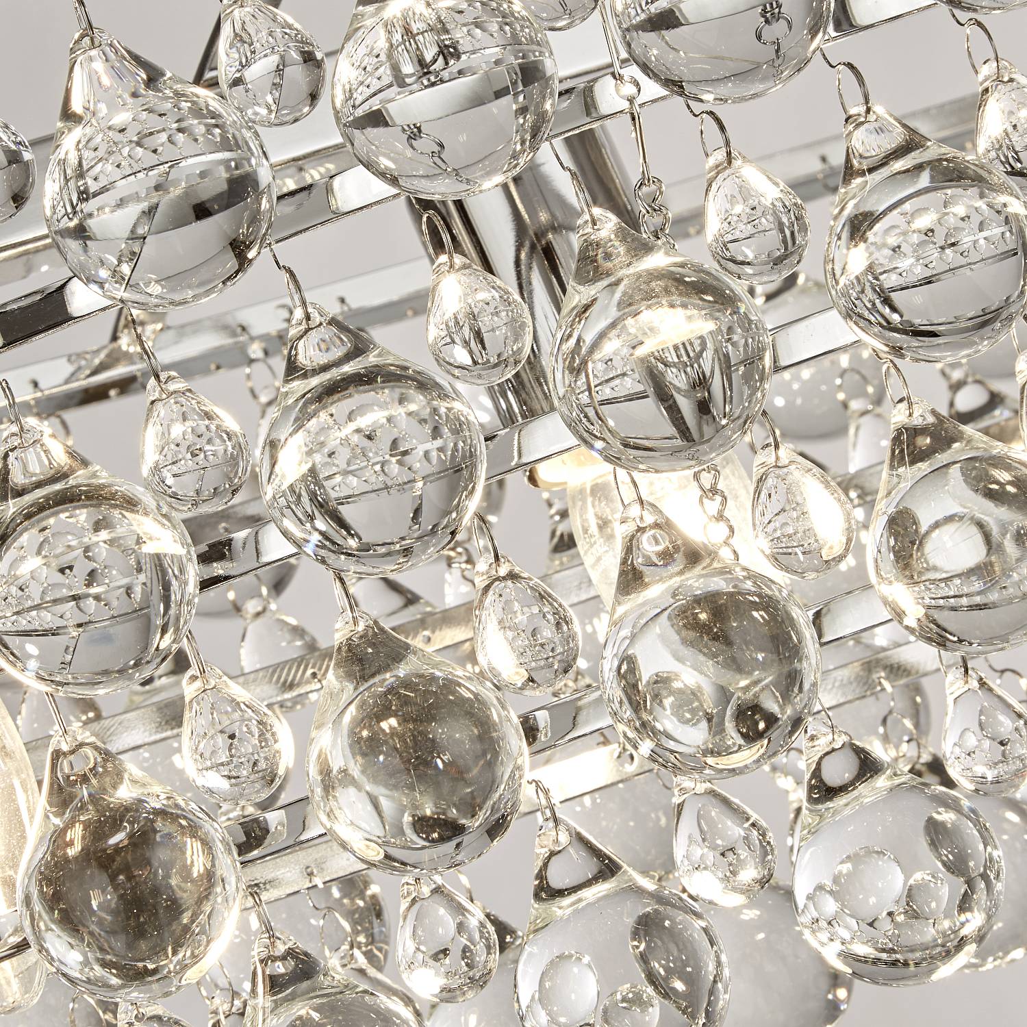 Lampadario Contemporaneo Michelle Acciaio Cromo Vetro 5 Luci E27 9635-5CC