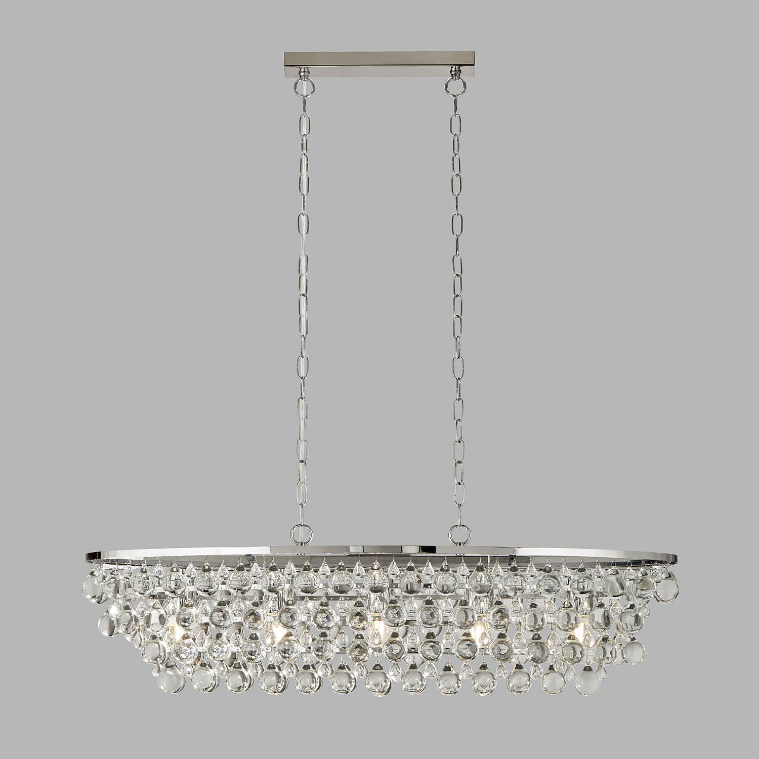 Lampadario Contemporaneo Michelle Acciaio Cromo Vetro 5 Luci E27 9635-5CC