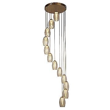 Lampadario Contemporaneo Ciclon Acciaio Bronzo Vetro Led 5,33W 3000K