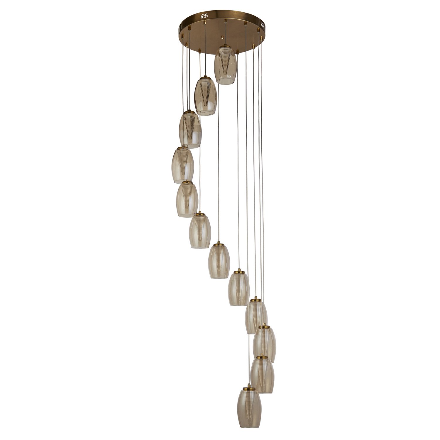 Lampadario Contemporaneo Ciclon Acciaio Bronzo Vetro Led 5,33W 3000K 97291-12CP