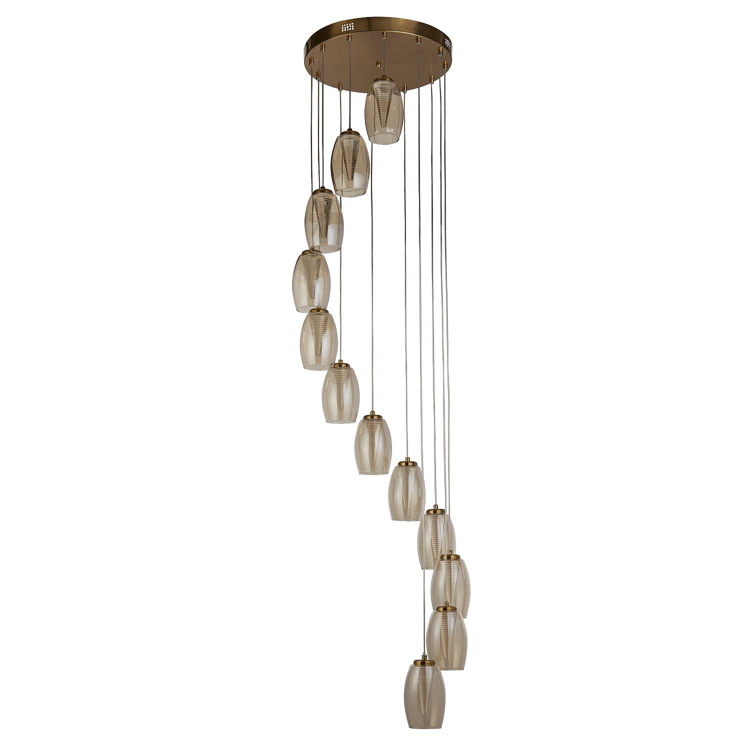 Lampadario Contemporaneo Ciclon Acciaio Bronzo Vetro Led 5,33W 3000K 97291-12CP