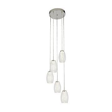 Lampadario Contemporaneo Ciclon Acciaio Cromo Vetro Trasparente Led 27W 3000K