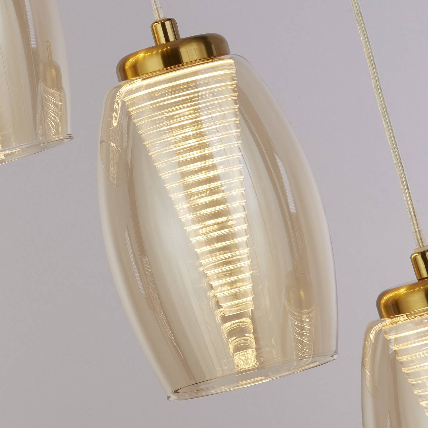 Lampadario Contemporaneo Ciclon Acciaio Bronzo Vetro Led 5,4W 3000K 97291-5CP