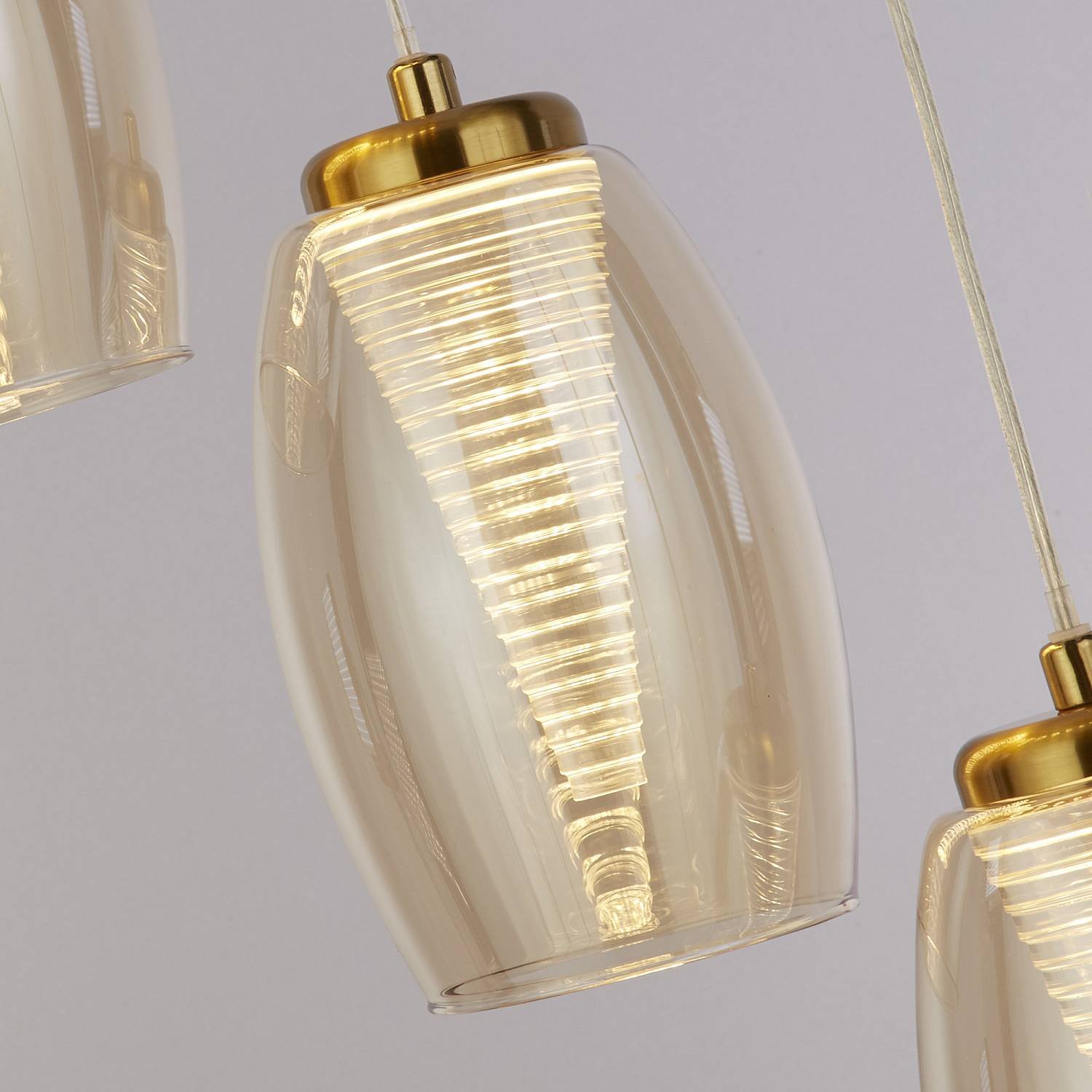 Lampadario Contemporaneo Ciclon Acciaio Bronzo Vetro Led 5,4W 3000K 97291-5CP