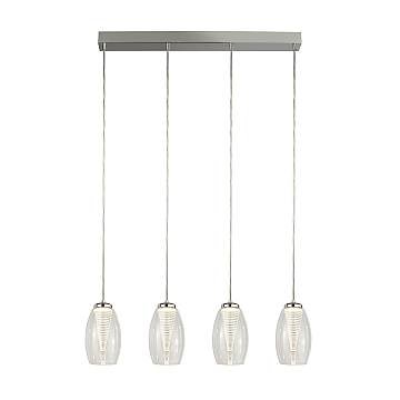 Lampadario Contemporaneo Ciclon Acciaio Cromo Vetro Trasparente Led 22W 3000K