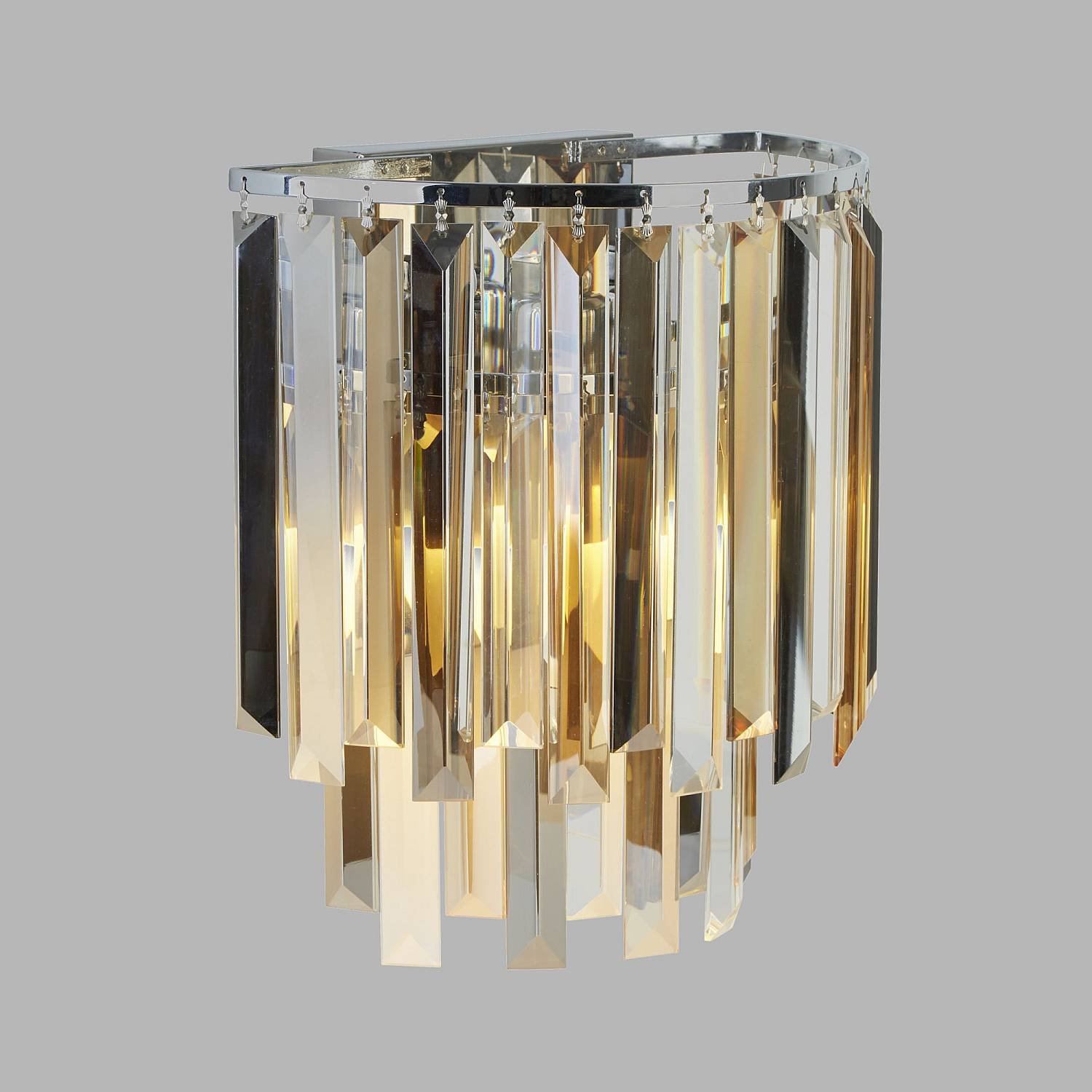 Applique Contemporanea Clarissa Acciaio Cromo Vetro Fumè 2 Luci E14 9832-2CC