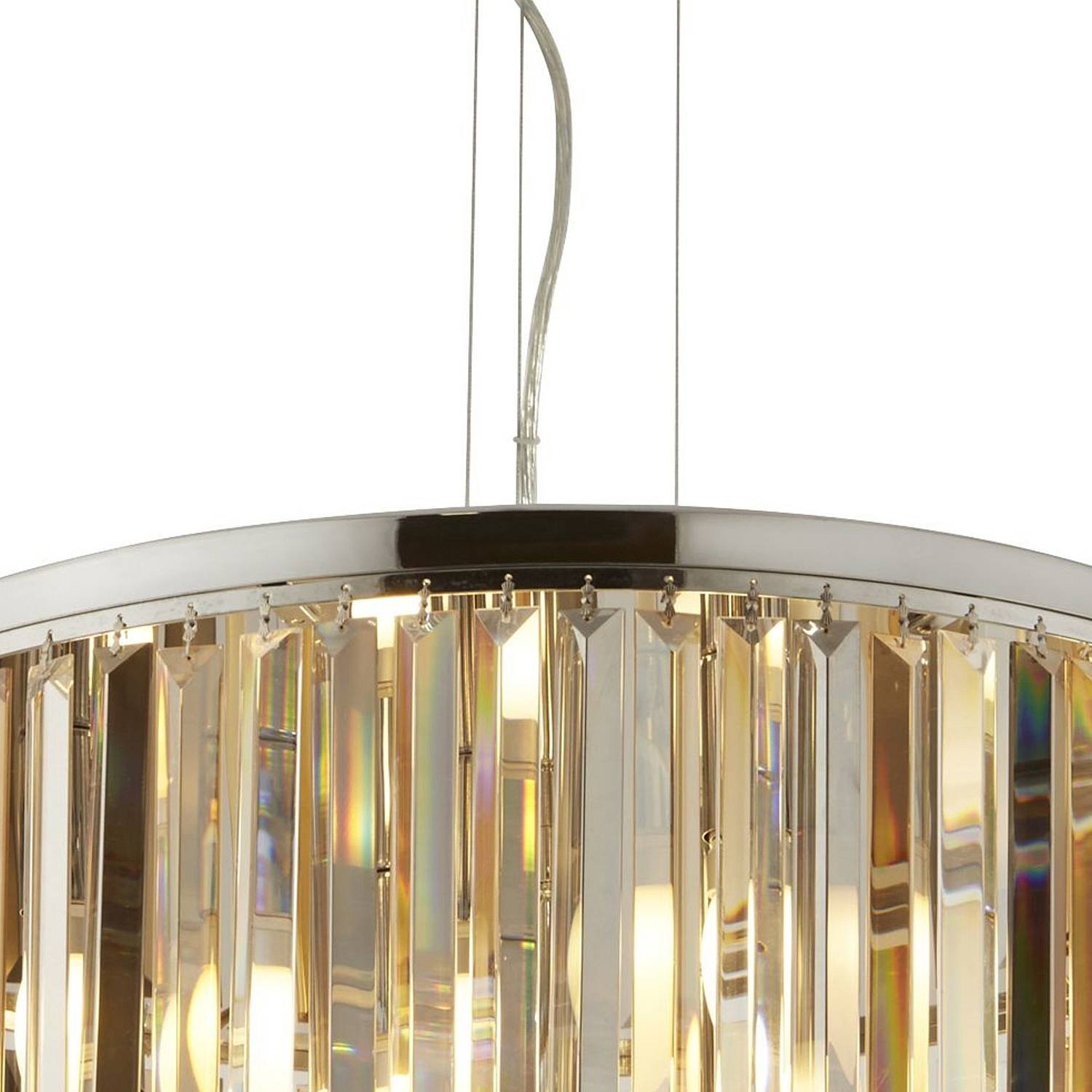Lampadario Contemporaneo Clarissa Acciaio Cromo Vetro Bianco 5 Luci E14 9835-5CC