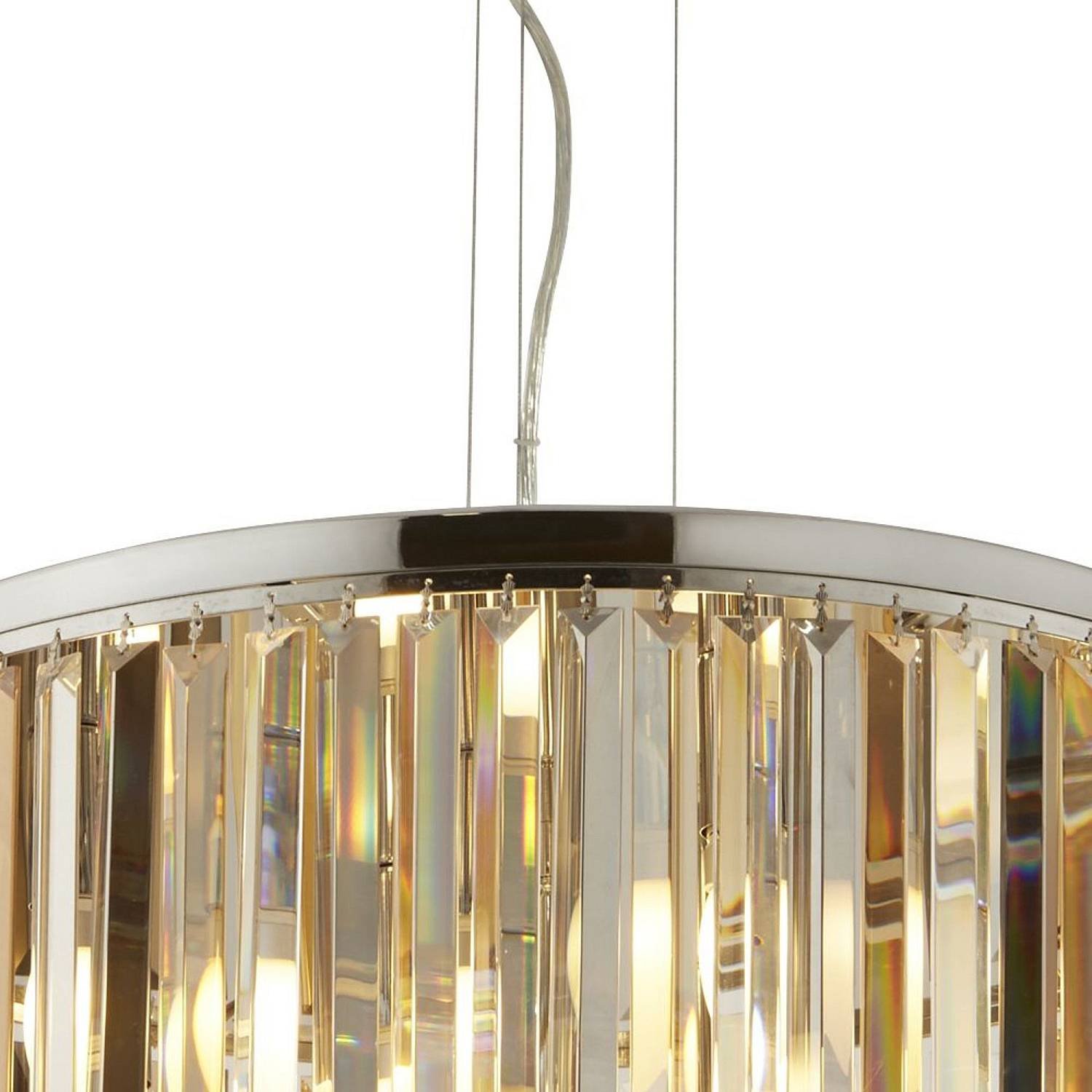 Lampadario Contemporaneo Clarissa Acciaio Cromo Vetro Bianco 5 Luci E14 9835-5CC
