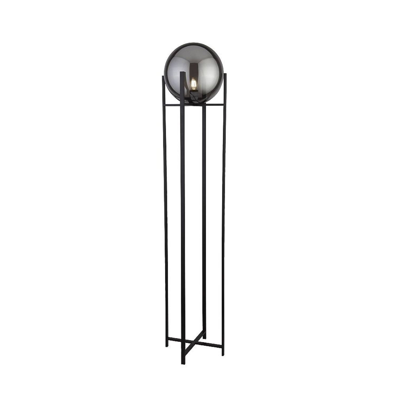 Piantana Contemporaneo Amsterdam Acciaio Nero Vetro Fumè 1 Luce E27 EU1030-1SM