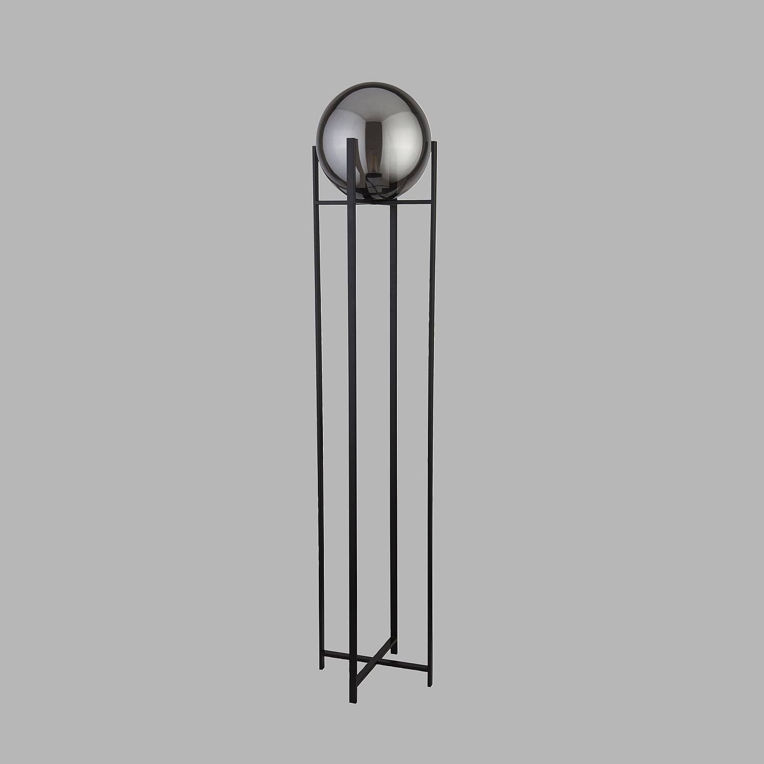 Piantana Contemporaneo Amsterdam Acciaio Nero Vetro Fumè 1 Luce E27 EU1030-1SM