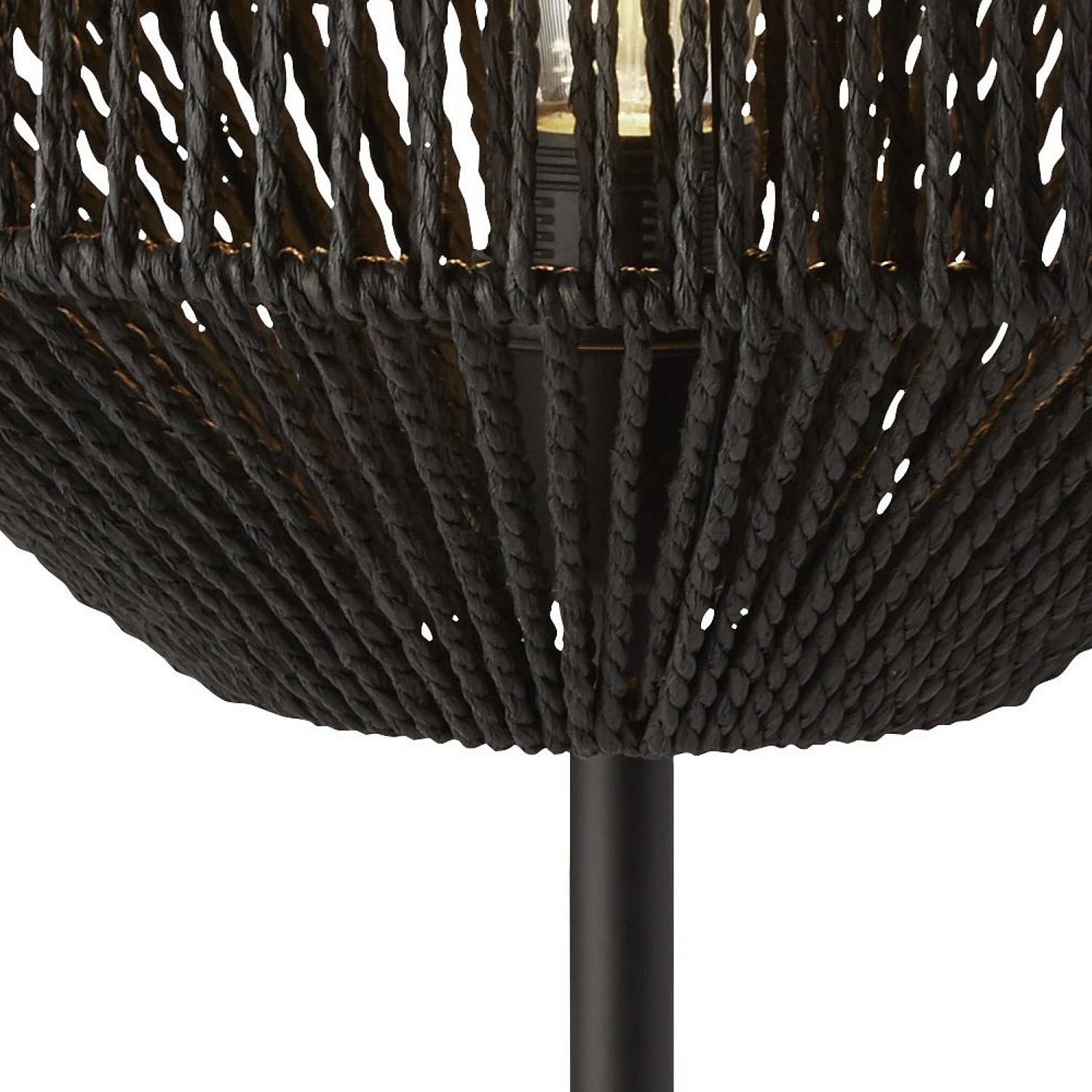 Lampada Da Scrivania Contemporanea Vimini Acciaio Nero Tessuto Bianco 1 Luce E27 EU11201-1BK