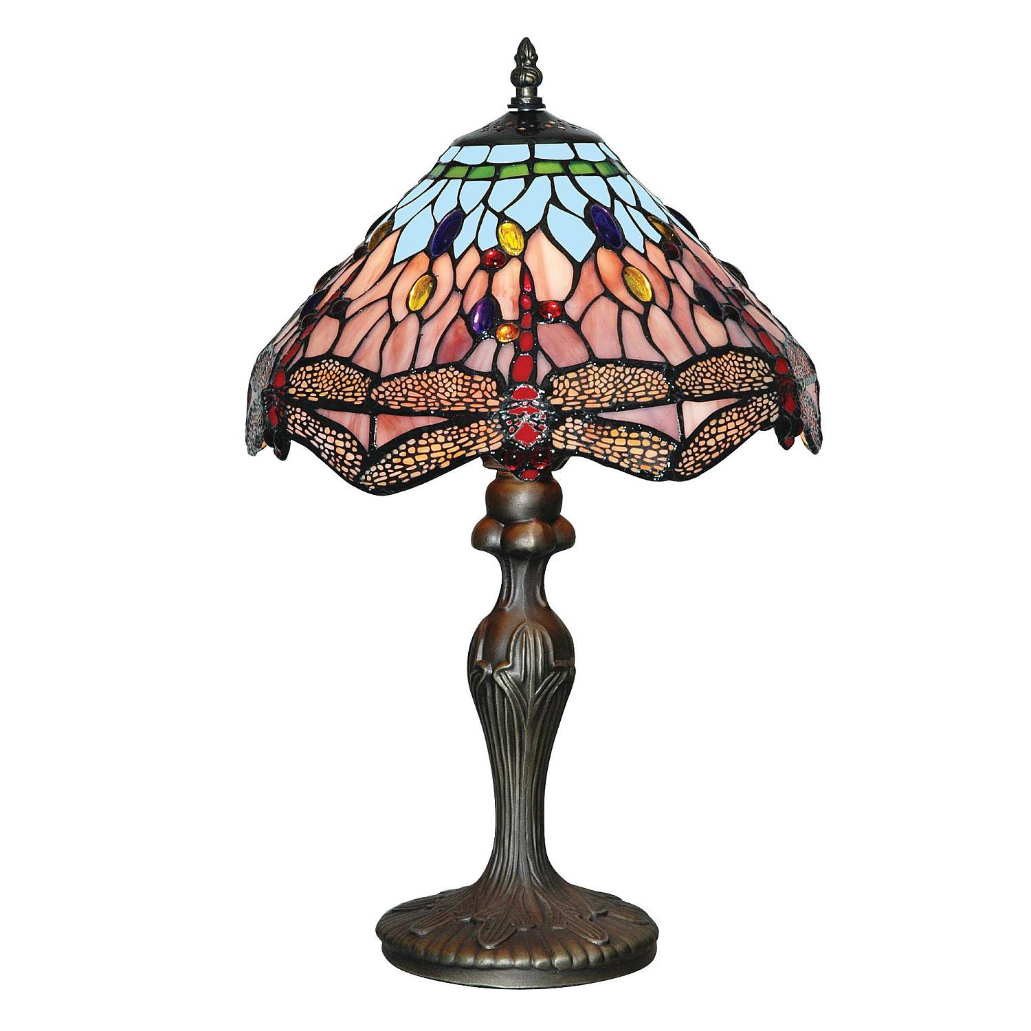 Lampada Da Scrivania-Ufficio Tiffany Libellula Acciaio Ottone 1 Luce E27 EU1287