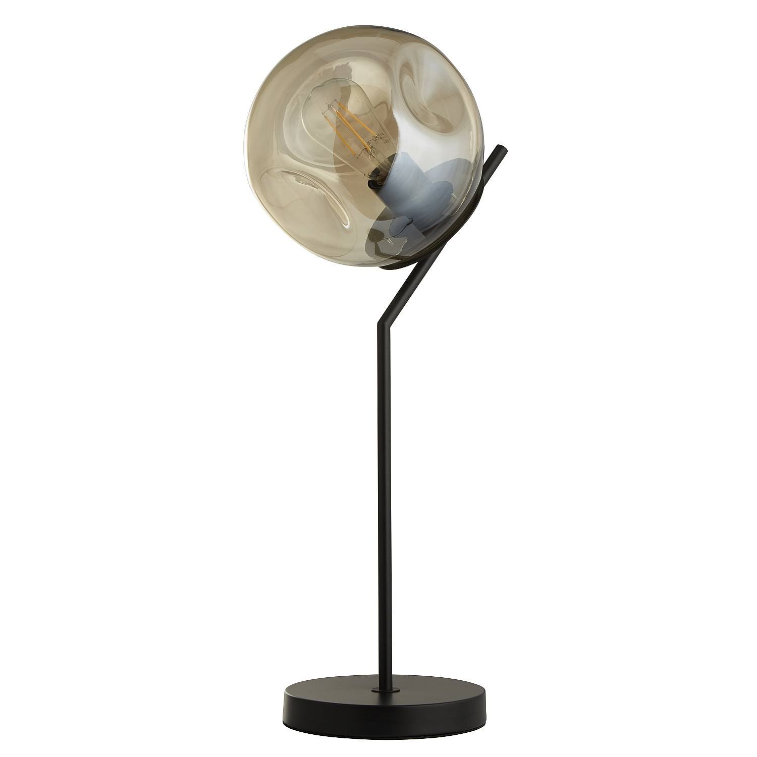 Lampada Da Scrivania Contemporanea Punch Acciaio Nero Vetro 1 Luce E27 EU22121-1BK