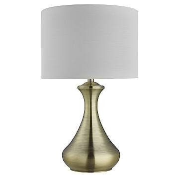 Lampada Scrivania Contemporanea Tocco Acciaio Ottone Tessuto Bianco 1 Luce E14