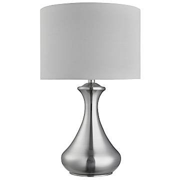 Lampada Scrivania Contemporanea Tocco Acciaio Argento Tessuto Bianco 1 Luce E14