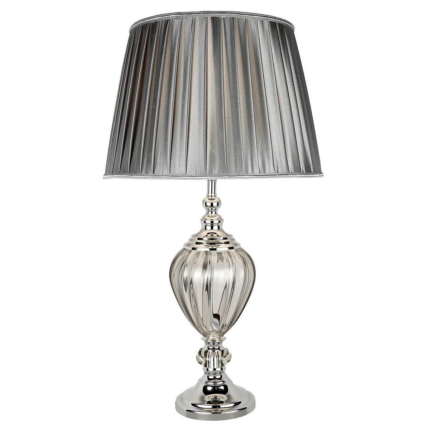 Lampada Da Scrivania Greyson Acciaio Cromo Vetro Trasparente 1 Luce E27 EU3721CL