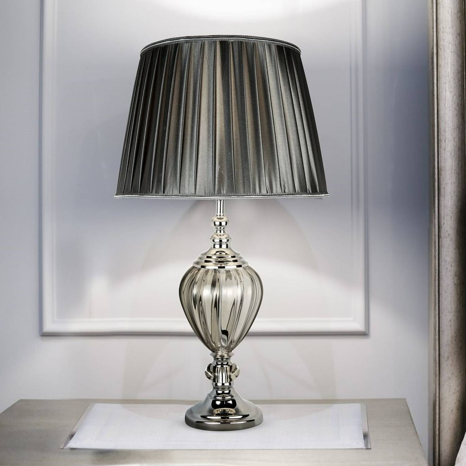 Lampada Da Scrivania Greyson Acciaio Cromo Vetro Trasparente 1 Luce E27 EU3721CL