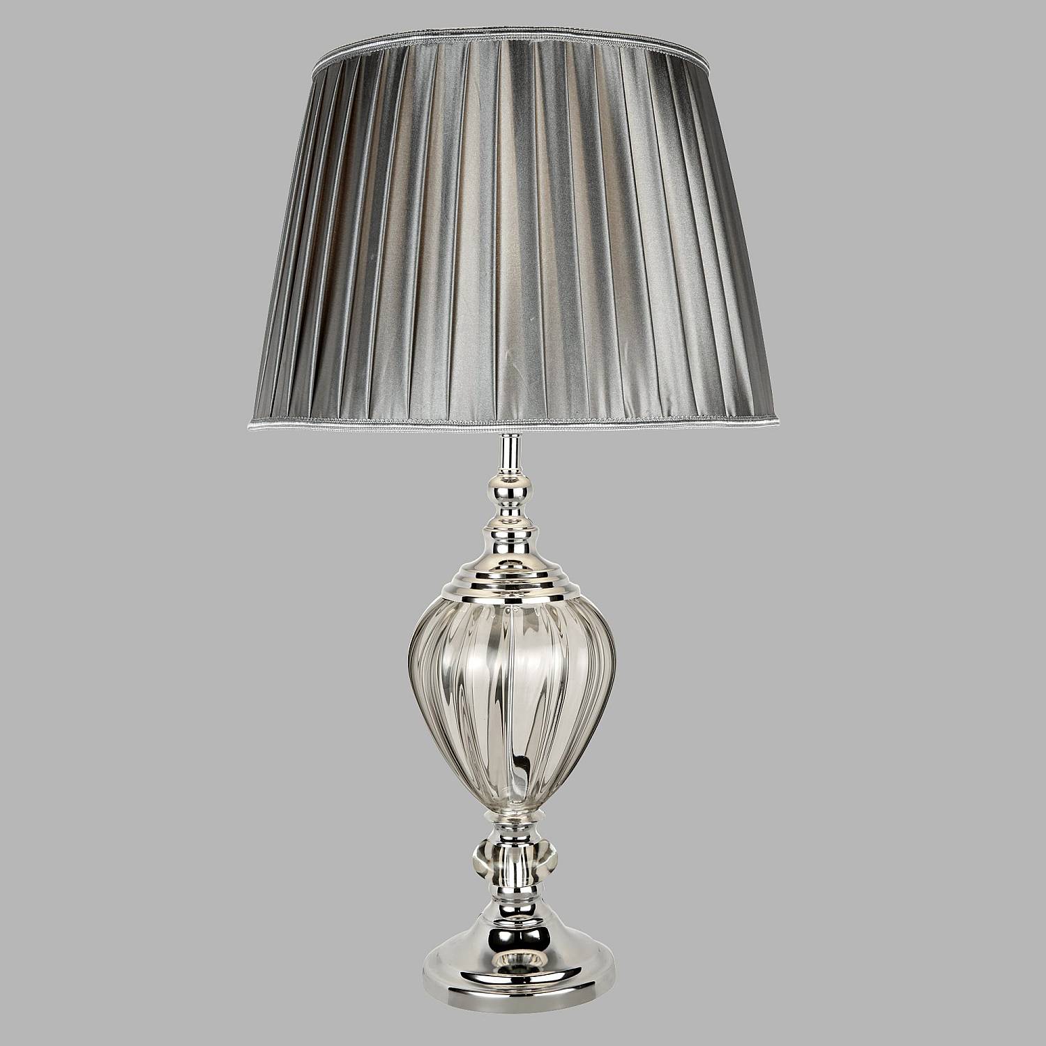 Lampada Da Scrivania Greyson Acciaio Cromo Vetro Trasparente 1 Luce E27 EU3721CL