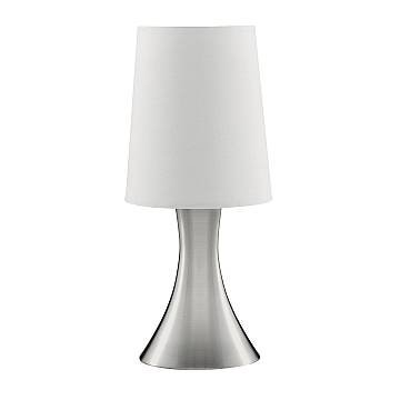 Abatjour Contemporaneo Tocco Acciaio Argento Tessuto Bianco 1 Luce E14 Abatjour Contemporaneo Tocco Acciaio Argento Tessuto Bianco 1 Luce E14