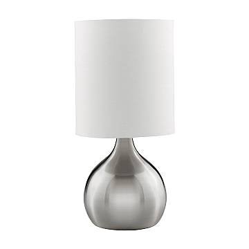 Abatjour Contemporaneo Tocco Acciaio Argento Tessuto 1 Luce E14 Abatjour Contemporaneo Tocco Acciaio Argento Tessuto 1 Luce E14