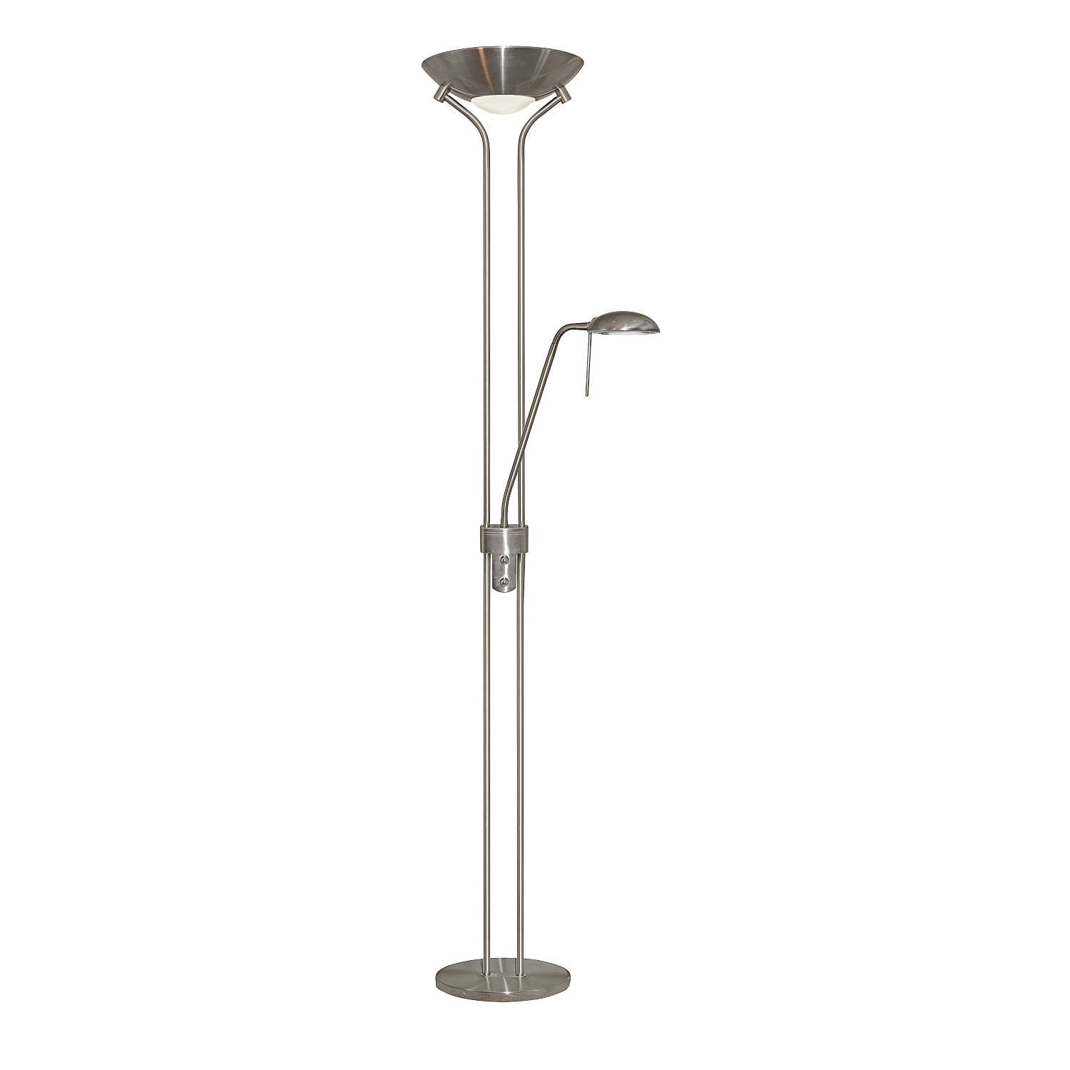 Piantana Contemporaneo Mother Child Acciaio Argento Vetro Trasparente 1 Luce R7S EU4329SS